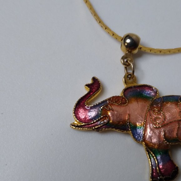 Pink And Blue Lucky Elephant Pendant Necklace 24 Inches - Picture 6 of 16